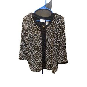 Alfred Dunner metallic geometric gold black white tunic L